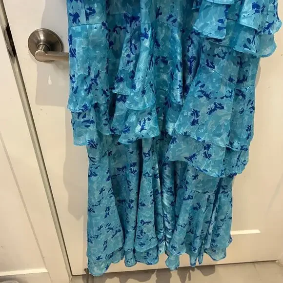 Hutch Blue Floral Ruffled Miah Gown Sz 2 MSRP $368